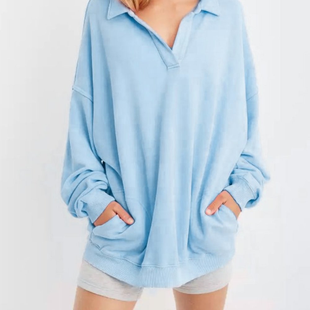 Aerie Happy Henley Everyday Polo Sweatshirt